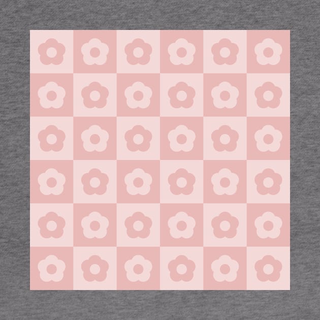 Blush Pink Vintage Flower Checkers by Carolina Díaz